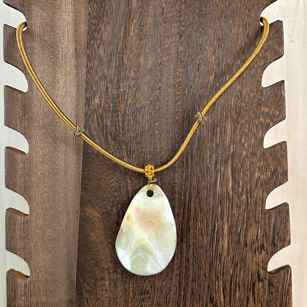 Laura Ford NWT Agate Pendant on Gold Cord Choker‎ 16" NEW